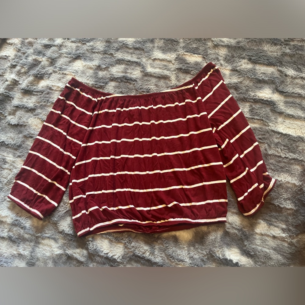 Hollister off the shoulder dark red top